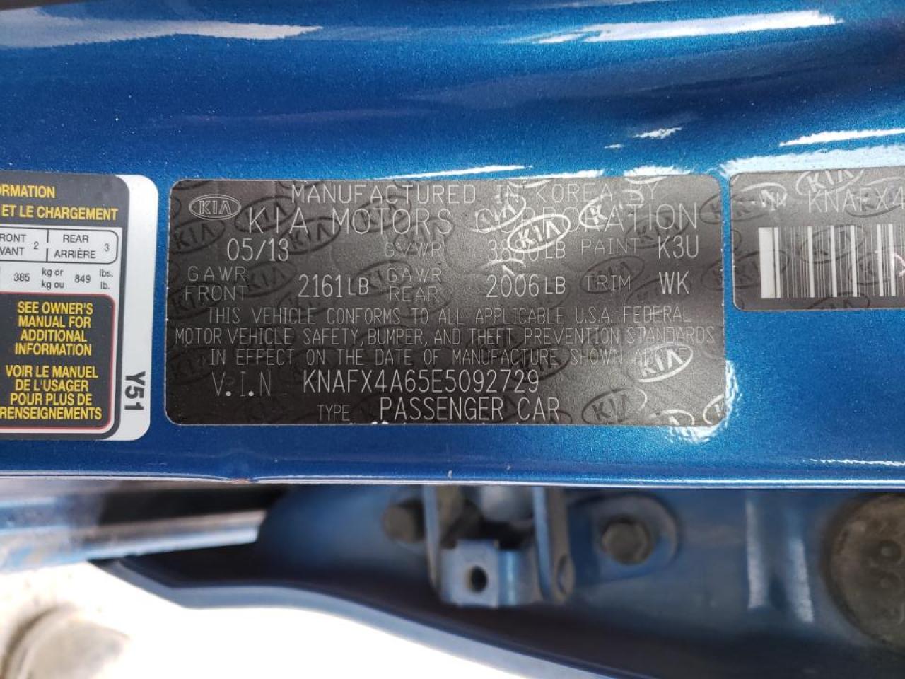 Photo 10 from auction – 2014 KIA FORTE LX with VIN KNAFX4A65E5092729