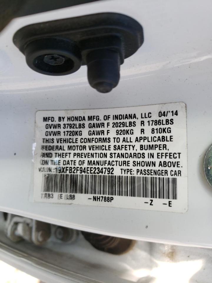 Photo 10 from auction – 2014 HONDA CIVIC EXL with VIN 19XFB2F94EE234792