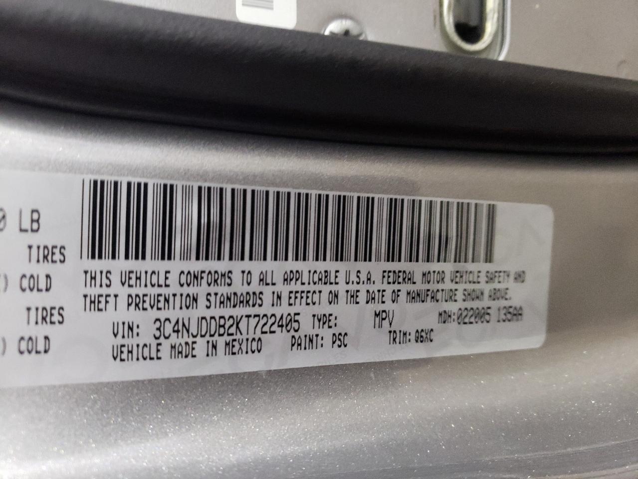 Photo 10 from auction – 2019 JEEP COMPASS TR with VIN 3C4NJDDB2KT722405