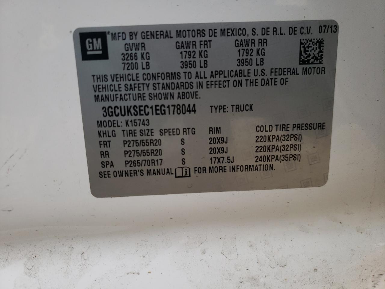 Photo 10 from auction – 2014 CHEVROLET SILVERADO with VIN 3GCUKSEC1EG178044