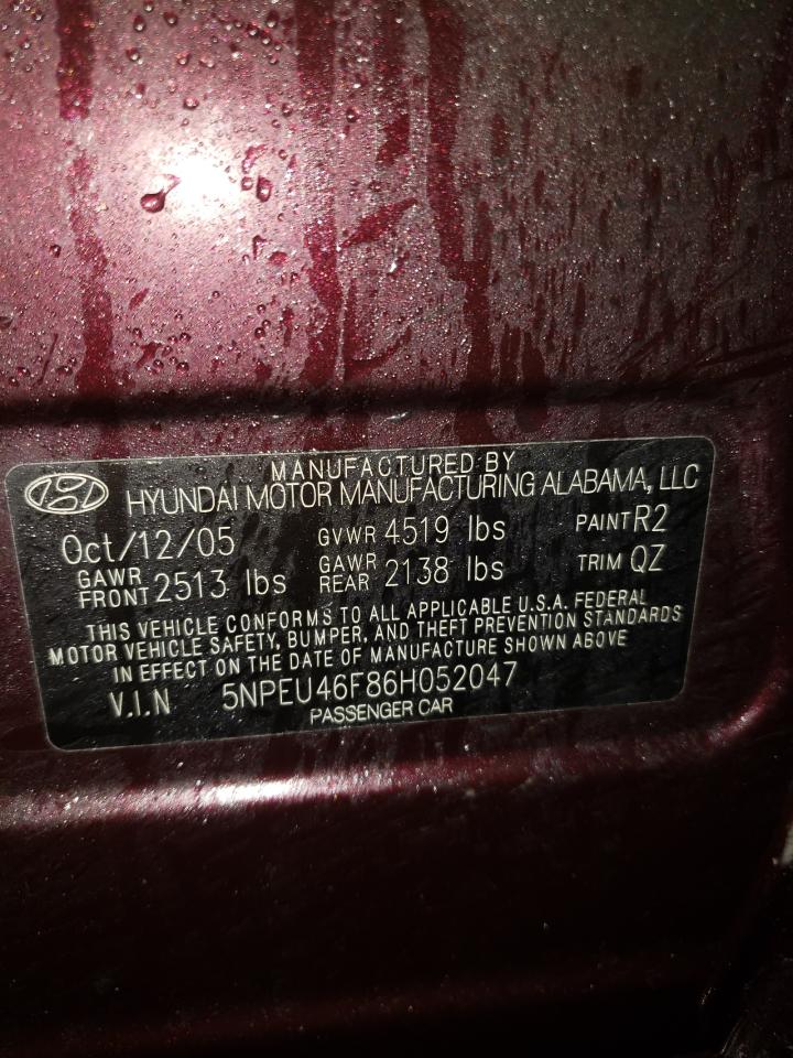 Photo 10 from auction – 2006 HYUNDAI SONATA GLS with VIN 5NPEU46F86H052047