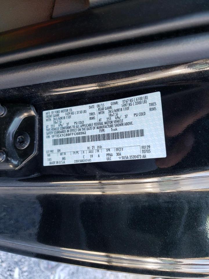 Photo 10 from auction – 2015 FORD F150 SUPER with VIN 1FTEX1C89FFC68592