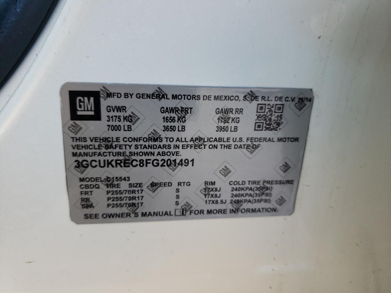 Photo 10 from auction – 2015 CHEVROLET SILVERADO with VIN 3GCPCREC6EG335831