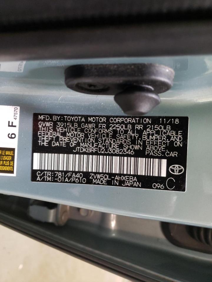 Photo 10 from auction – 2018 TOYOTA PRIUS with VIN JTDKBRFU2J3082346