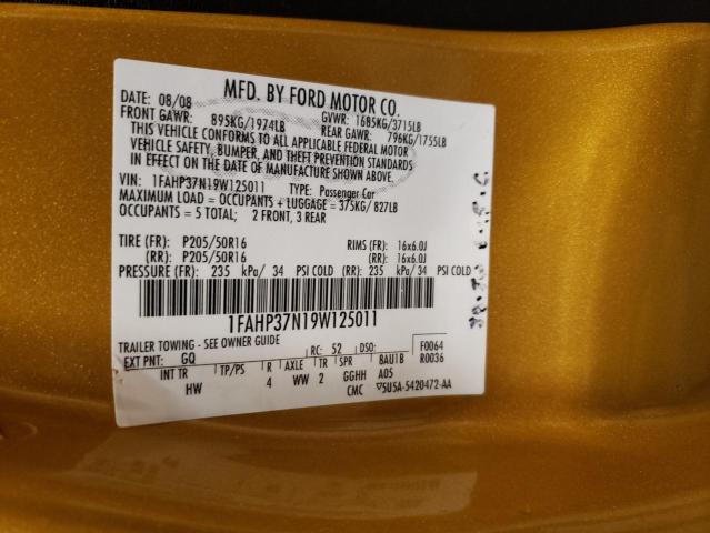 Photo 10 from auction – 2009 FORD FOCUS SEL with VIN 1FAHP37N19W125011