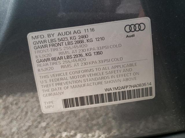 Photo 10 from auction – 2017 AUDI Q5 PREMIUM with VIN WA1M2AFP7HA083514
