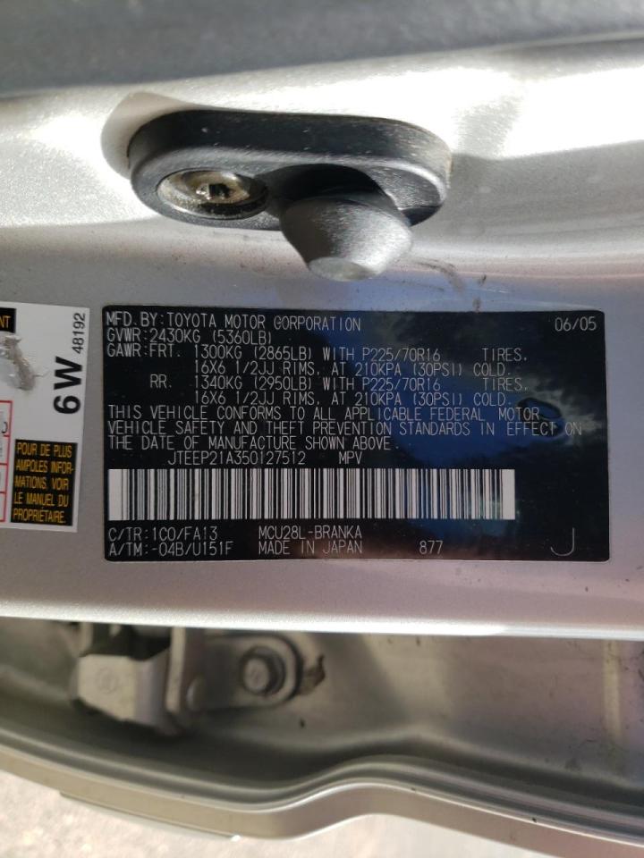 Photo 10 from auction – 2005 TOYOTA HIGHLANDER with VIN JTEEP21A350127512
