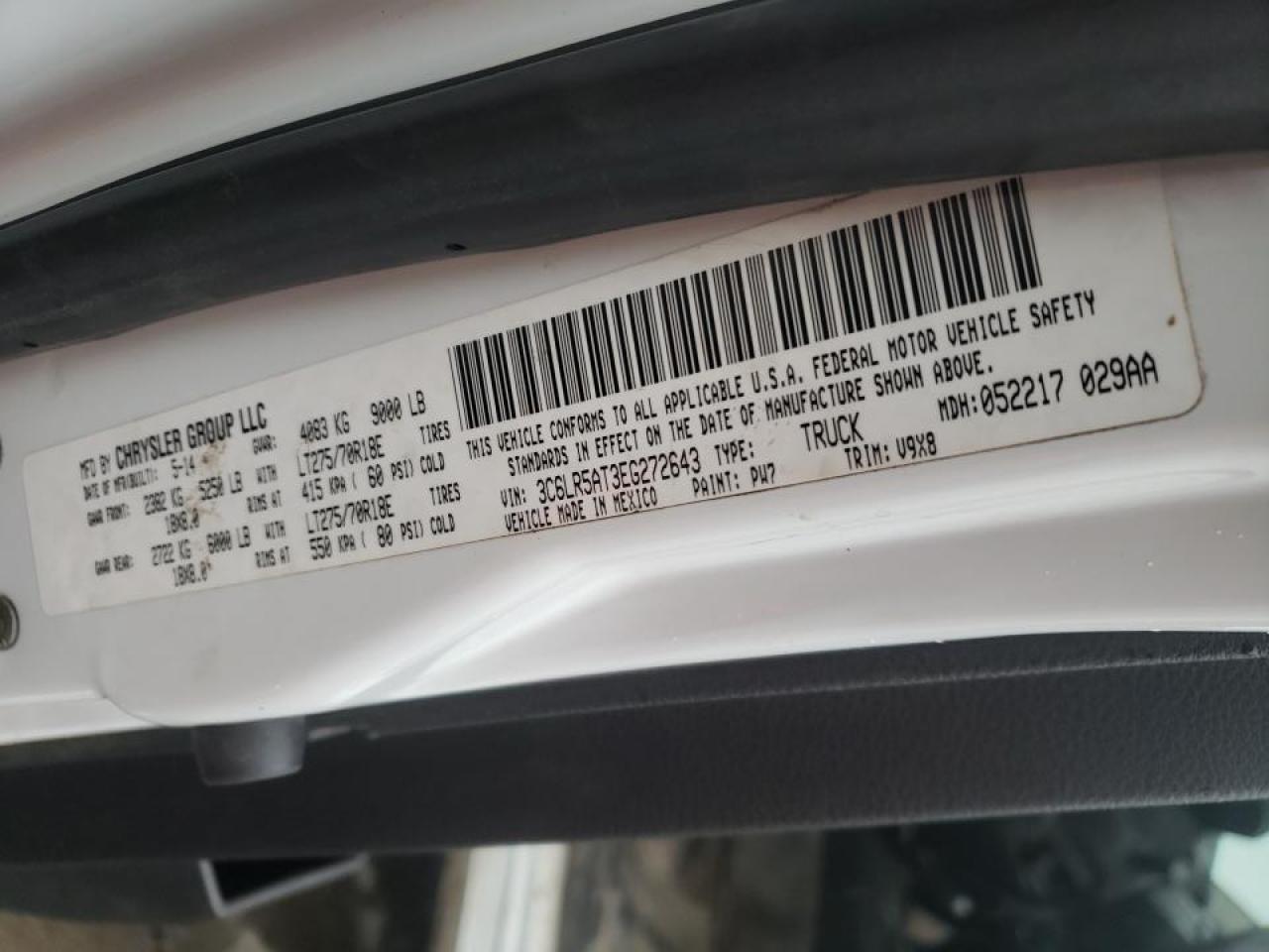 Photo 10 from auction – 2014 RAM 2500 ST with VIN 3C6LR5AT3EG272643