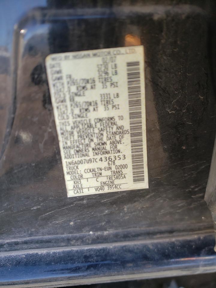 Photo 10 from auction – 2007 NISSAN FRONTIER C with VIN 1N6AD07U97C436353
