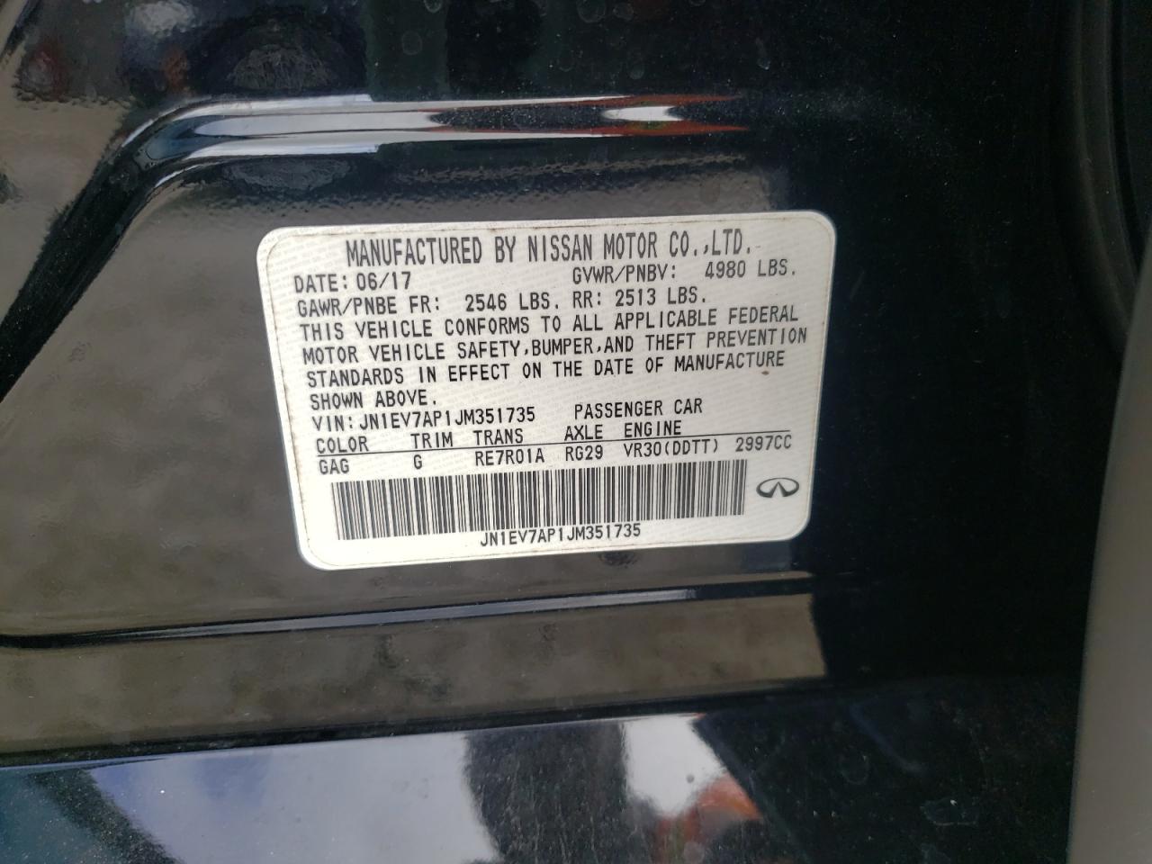 Photo 10 from auction – 2018 INFINITI Q50 LUXE with VIN JN1EV7AP1JM351735