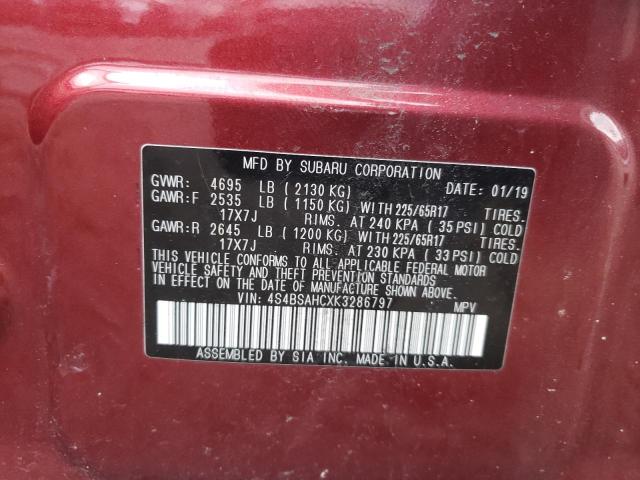 Photo 10 from auction – 2019 SUBARU OUTBACK 2. with VIN 4S4BSAHCXK3286797