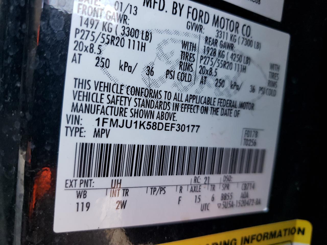 Photo 10 from auction – 2013 FORD EXPEDITION with VIN 1FMJU1K58DEF30177
