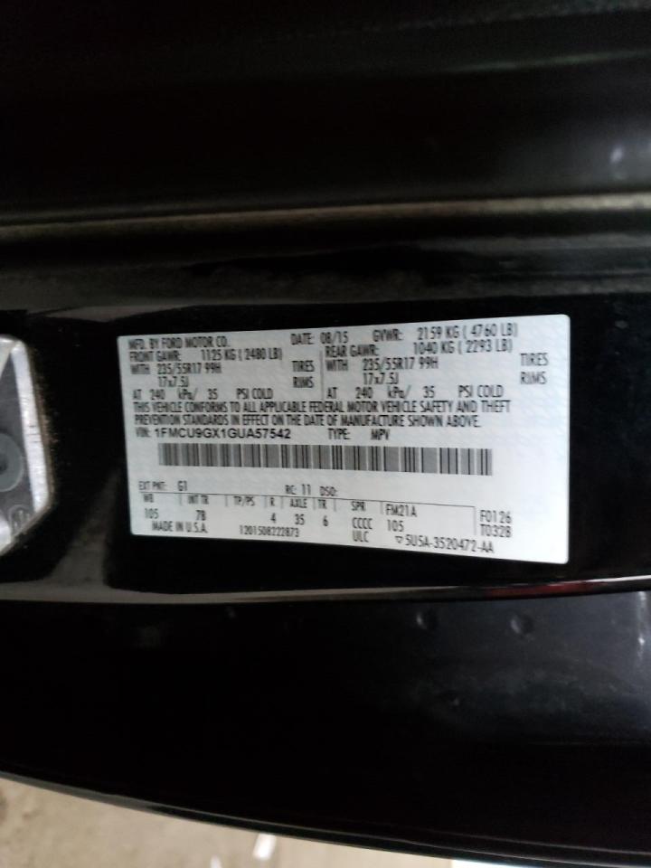 Photo 10 from auction – 2016 FORD ESCAPE SE with VIN 1FMCU9GX1GUA57542