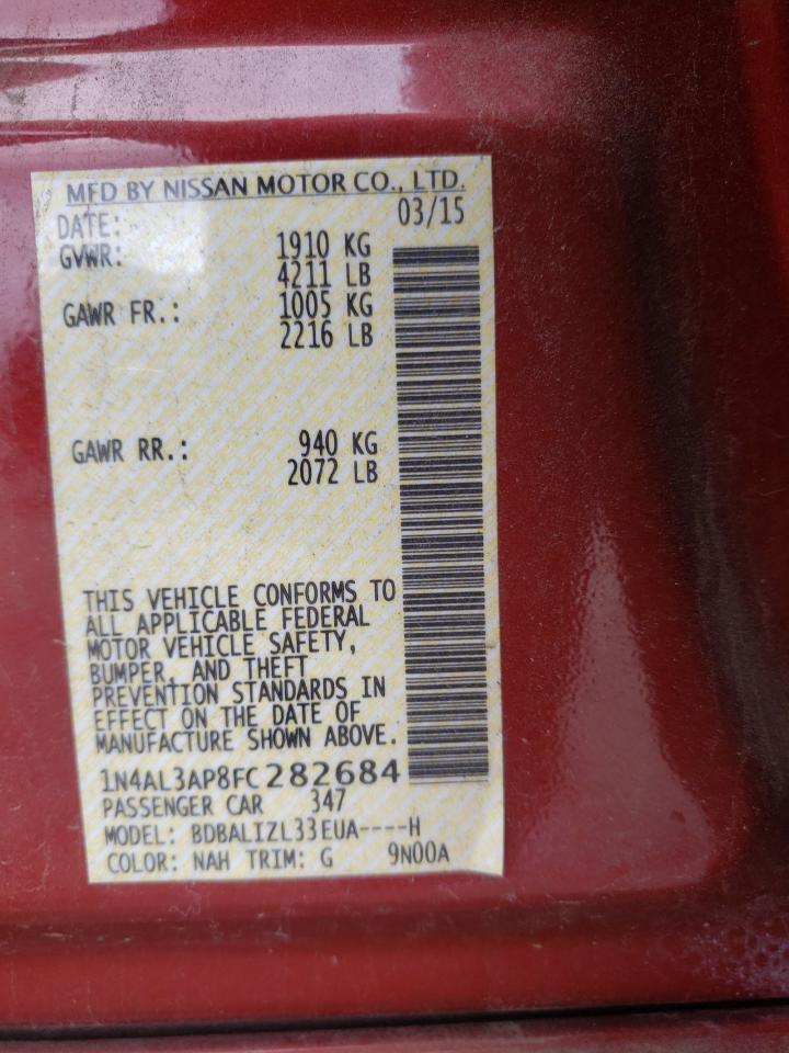 Photo 10 from auction – 2015 NISSAN ALTIMA 2.5 with VIN 1N4AL3AP8FC282684