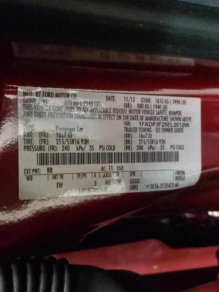 Photo 10 from auction – 2014 FORD FOCUS SE with VIN 1FADP3F25EL201296