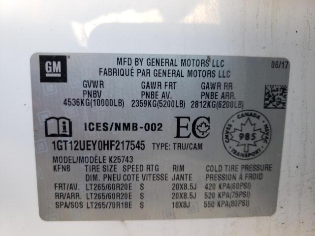 Photo 10 from auction – 2017 GMC SIERRA K25 with VIN 1GT12UEY0HF217545