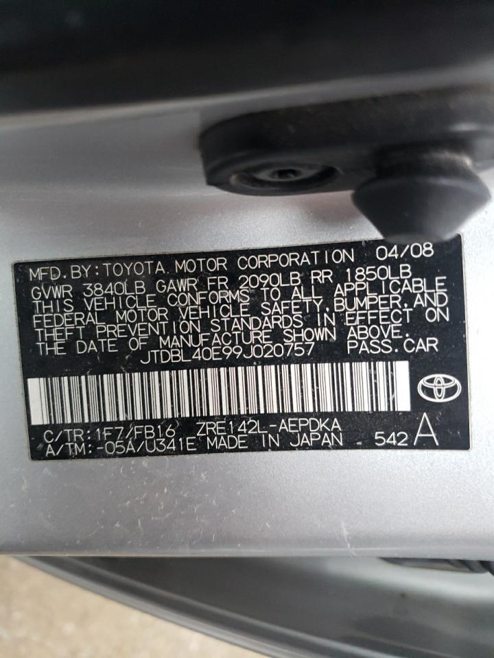 Photo 10 from auction – 2009 TOYOTA COROLLA BA with VIN JTDBL40E99J020757
