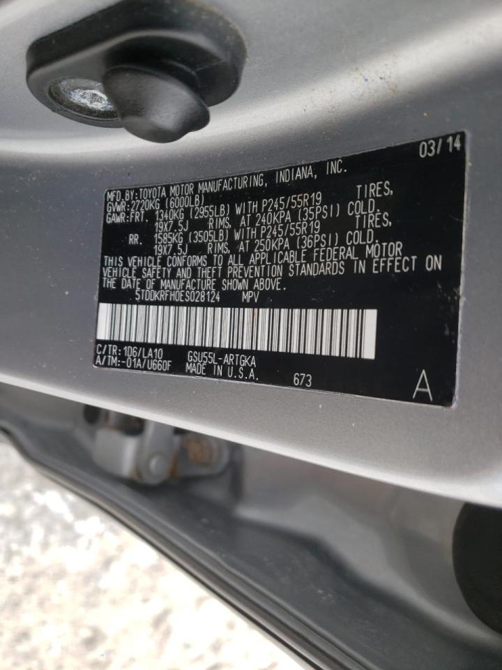 Photo 10 from auction – 2014 TOYOTA HIGHLANDER with VIN 5TDDKRFH0ES028124