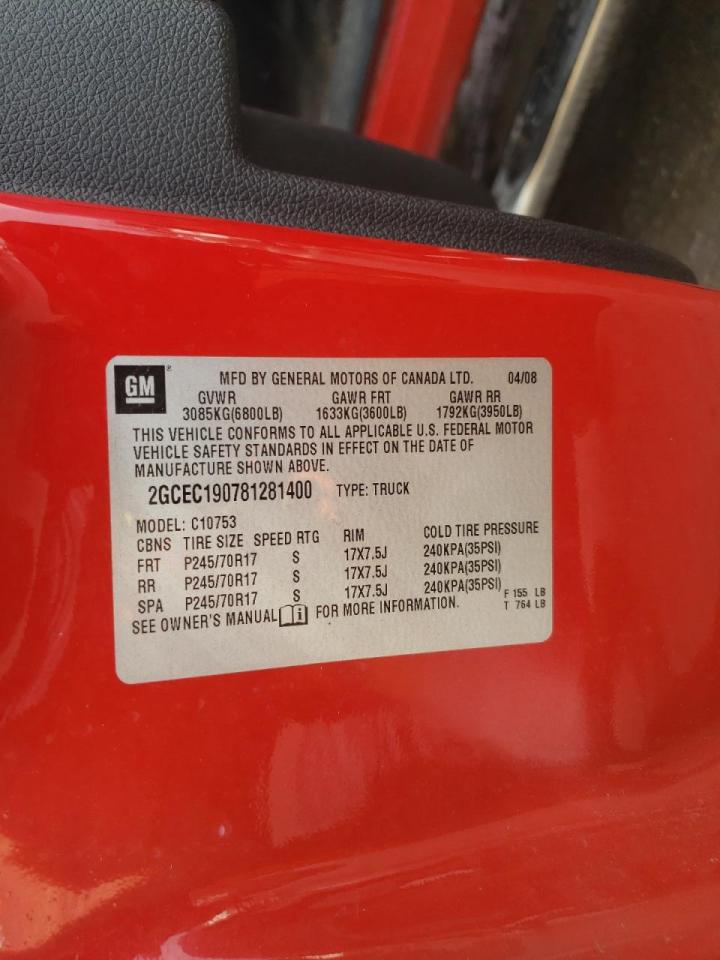 Photo 10 from auction – 2008 CHEVROLET SILVERADO with VIN 2GCEC190781281400