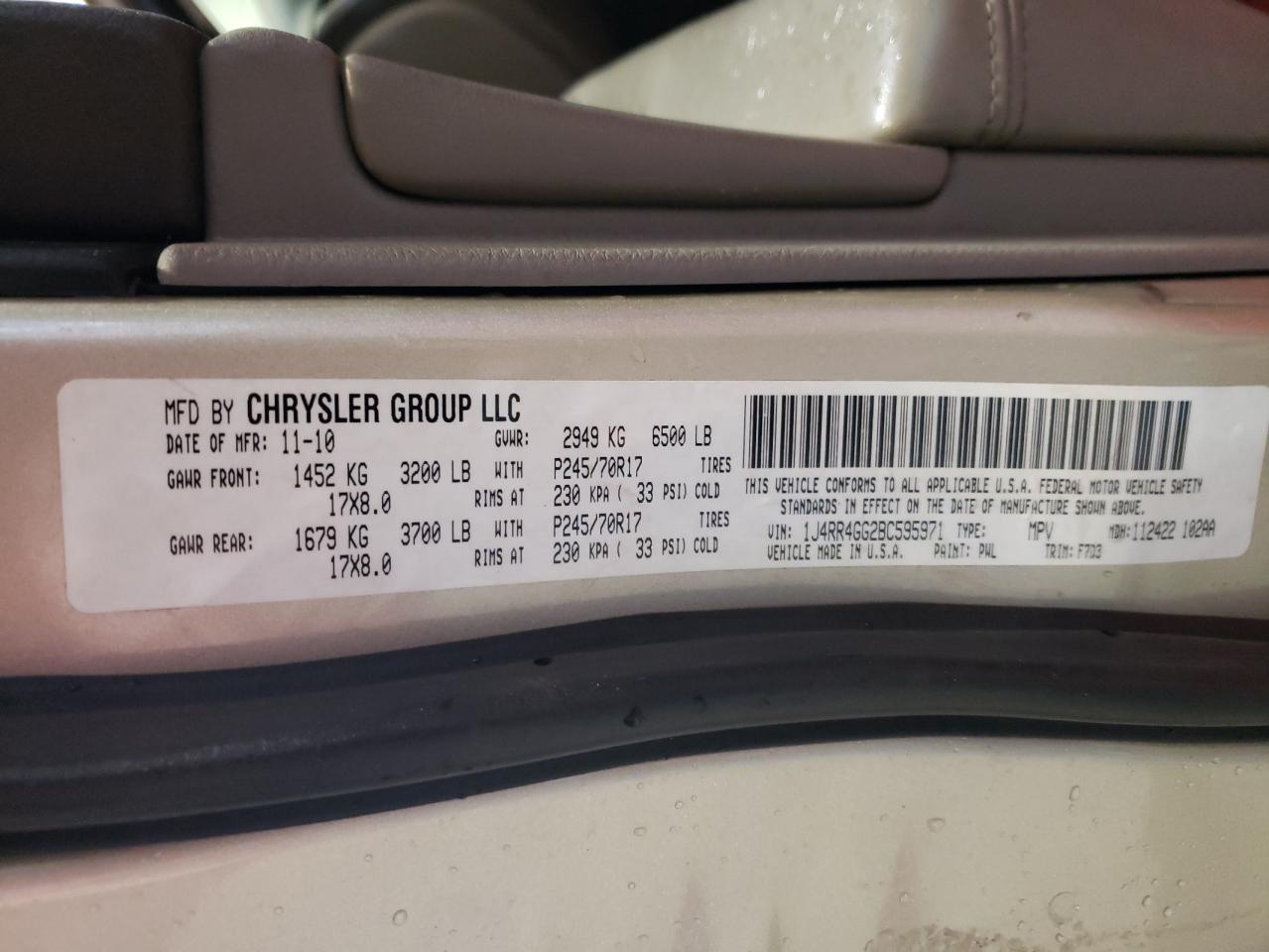 Photo 10 from auction – 2011 JEEP GRAND CHER with VIN 1J4RR4GG2BC595971
