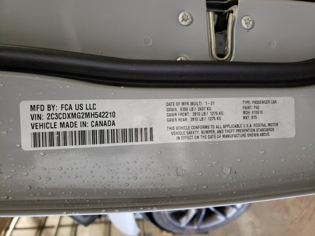 Photo 10 from auction – 2021 DODGE CHARGER GT with VIN 2C3CDXMG2MH542210