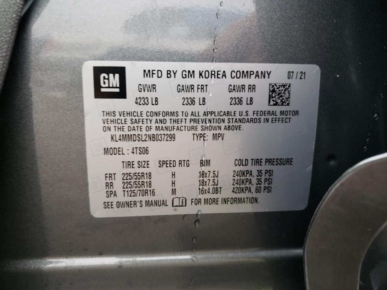 Photo 10 from auction – 2022 BUICK ENCORE GX with VIN KL4MMDSL2NB037299
