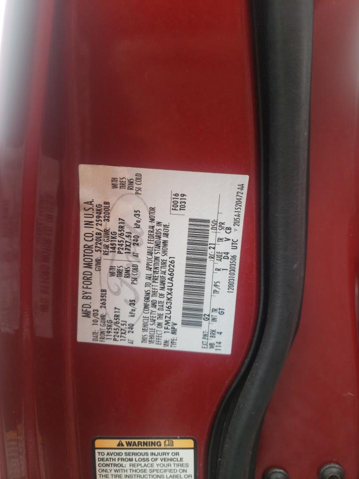 Photo 10 from auction – 2004 FORD EXPLORER X with VIN 1FMZU63KX4UA60261