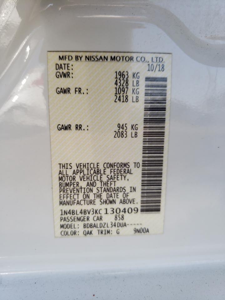 Photo 10 from auction – 2019 NISSAN ALTIMA S with VIN 1N4BL4BV3KC130409