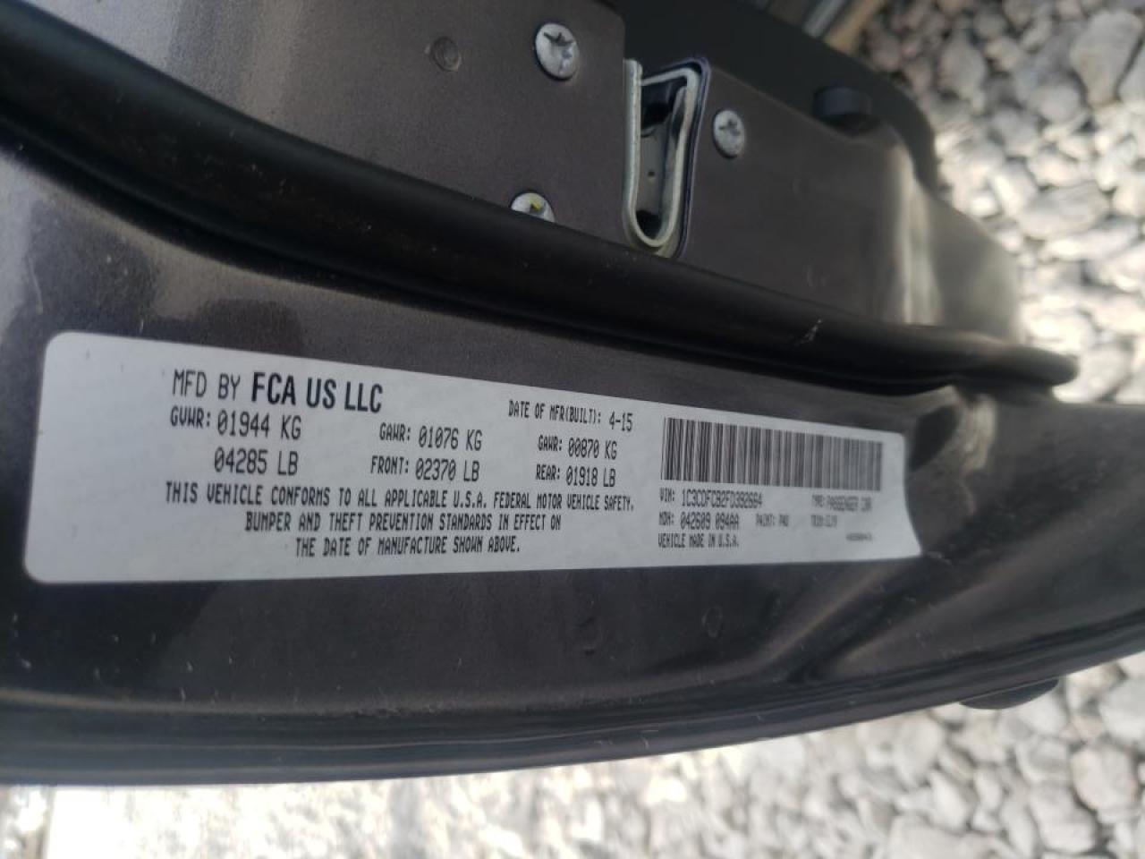 Photo 10 from auction – 2015 DODGE DART LIMIT with VIN 1C3CDFCB2FD392664