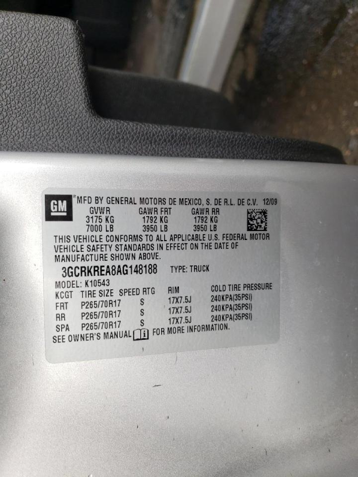 Photo 10 from auction – 2010 CHEVROLET SILVERADO with VIN 3GCRKREA8AG148188