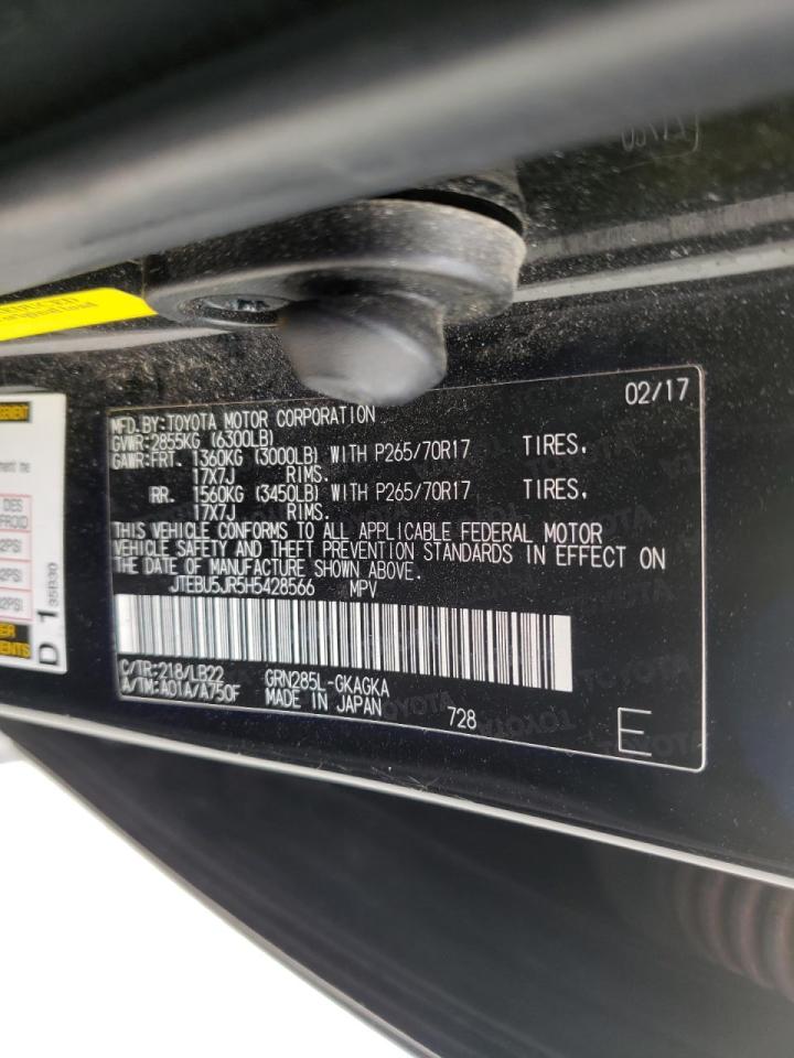 Photo 10 from auction – 2017 TOYOTA 4RUNNER SR with VIN JTEBU5JR5H5428566