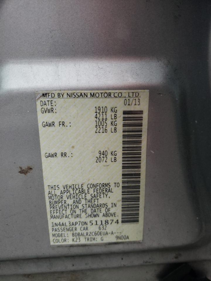 Photo 10 from auction – 2013 NISSAN ALTIMA 2.5 with VIN 1N4AL3AP7DN511874