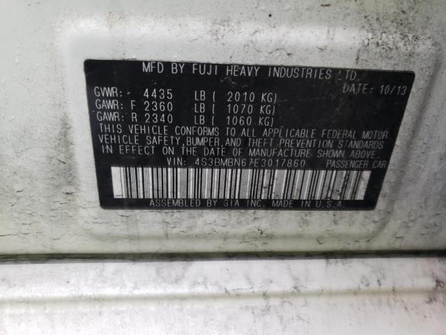 Photo 10 from auction – 2014 SUBARU LEGACY 2.5 with VIN 4S3BMBN67E3017860