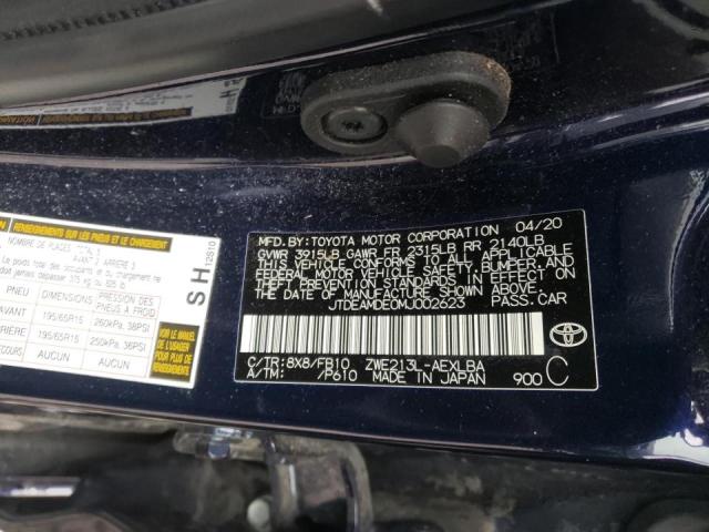 Photo 10 from auction – 2021 TOYOTA COROLLA LE with VIN JTDEAMDE0MJ002623