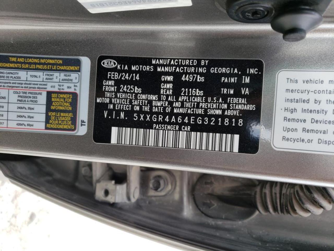 Photo 10 from auction – 2014 KIA OPTIMA SX with VIN 5XXGR4A64EG321818