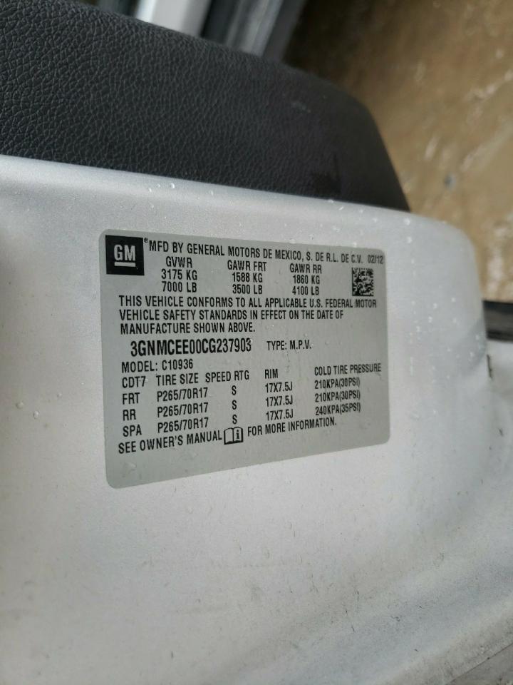 Photo 10 from auction – 2012 CHEVROLET AVALANCHE with VIN 3GNMCEE00CG237903