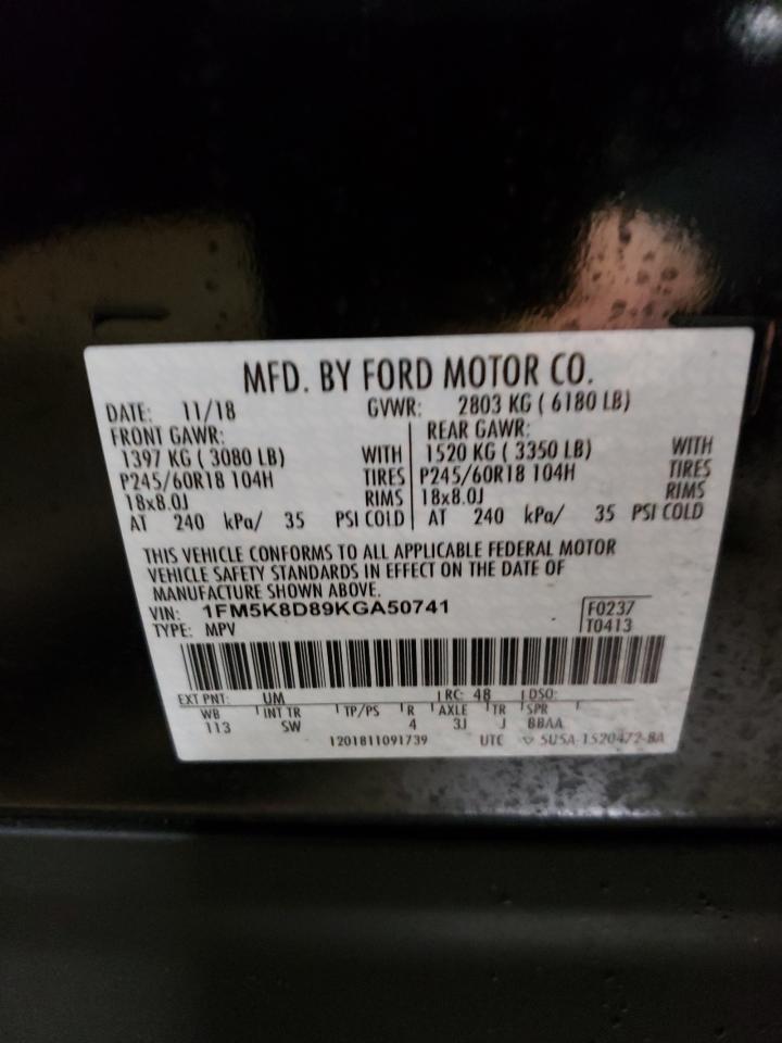 Photo 10 from auction – 2019 FORD EXPLORER X with VIN 1FM5K8D89KGA50741