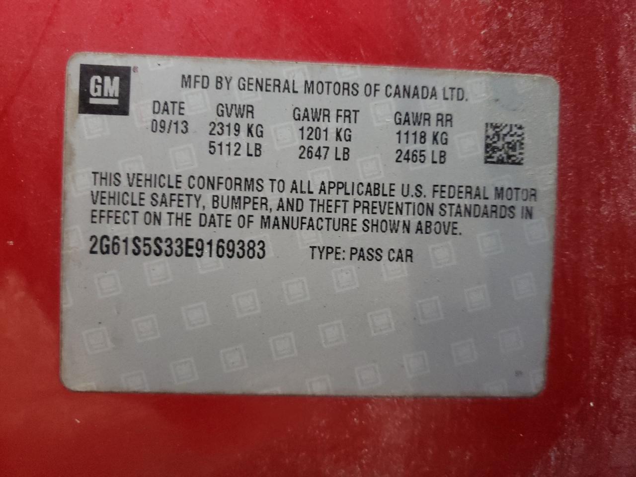 Photo 10 from auction – 2014 CADILLAC XTS PLATIN with VIN 2G61S5S33E9169383