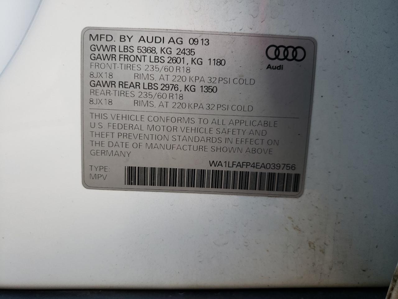 صورة رقم 10 من المزاد - 2014 AUDI Q5 PREMIUM مع VIN WA1LFAFP4EA039756