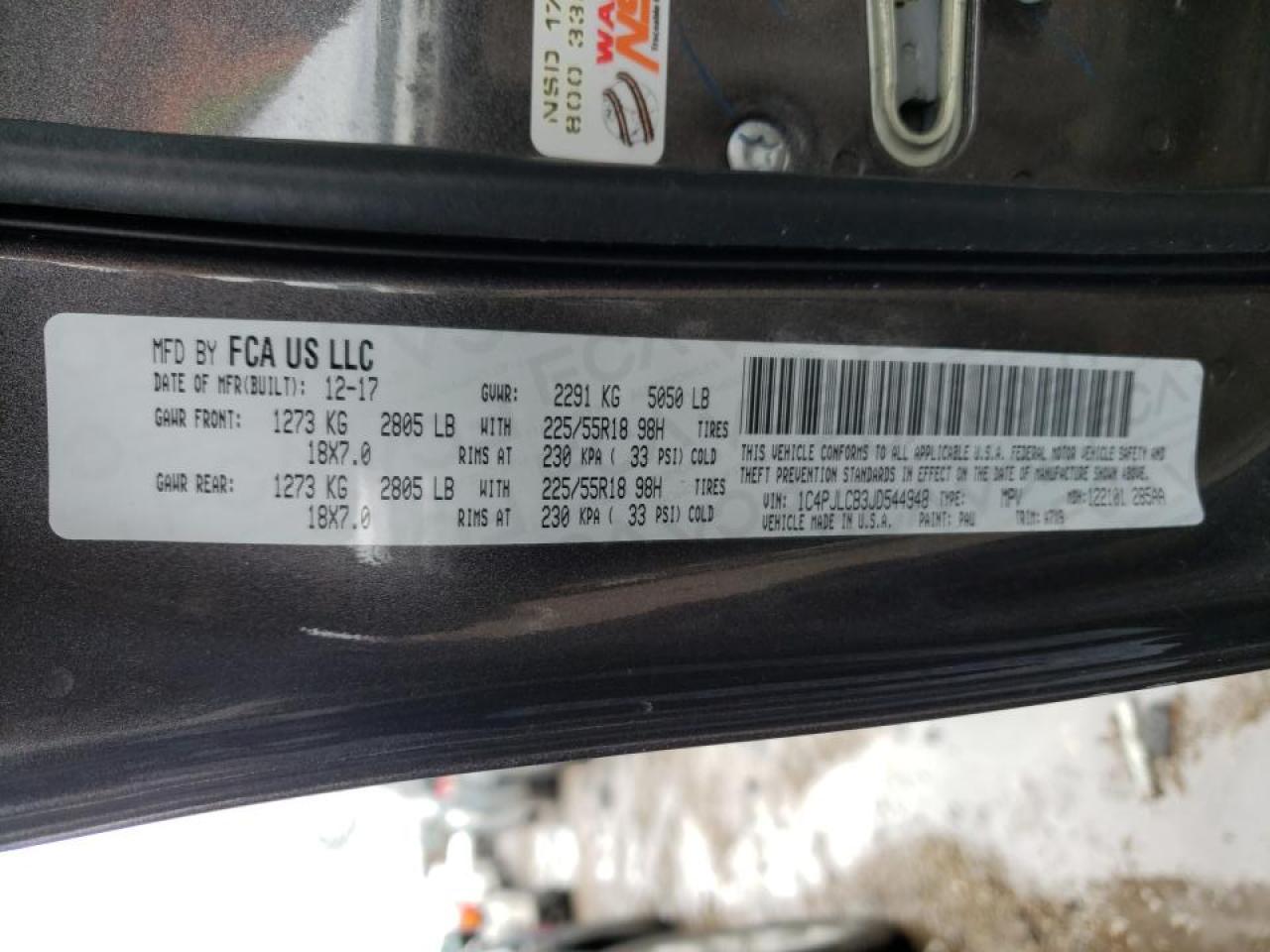 Photo 10 from auction – 2018 JEEP CHEROKEE L with VIN 1C4PJLCB3JD544948