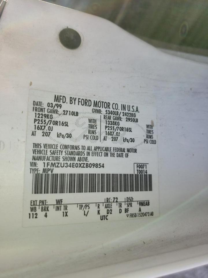 Photo 10 from auction – 1999 FORD EXPLORER with VIN 1FMZU34E0XZB09854