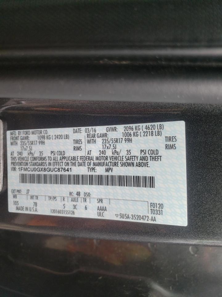 Photo 10 from auction – 2016 FORD ESCAPE SE with VIN 1FMCU0GX8GUC87641