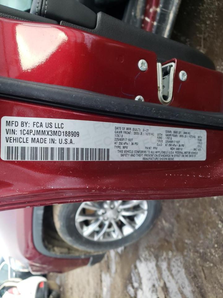 Photo 10 from auction – 2021 JEEP CHEROKEE L with VIN 1C4PJMMX3MD188909
