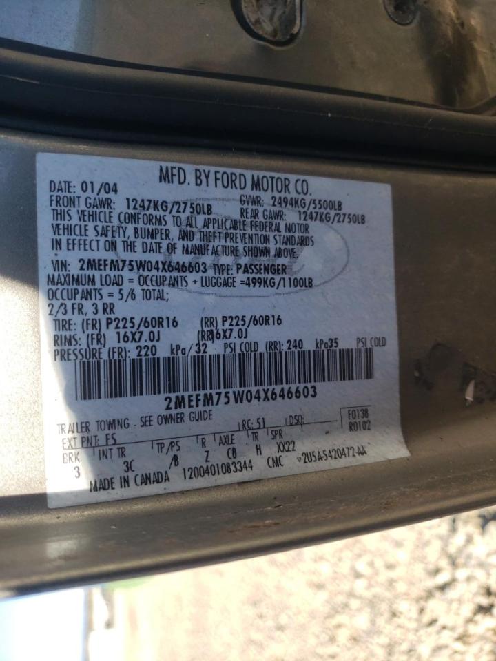 Photo 10 from auction – 2004 MERCURY GRAND MARQ with VIN 2MEFM75W04X646603
