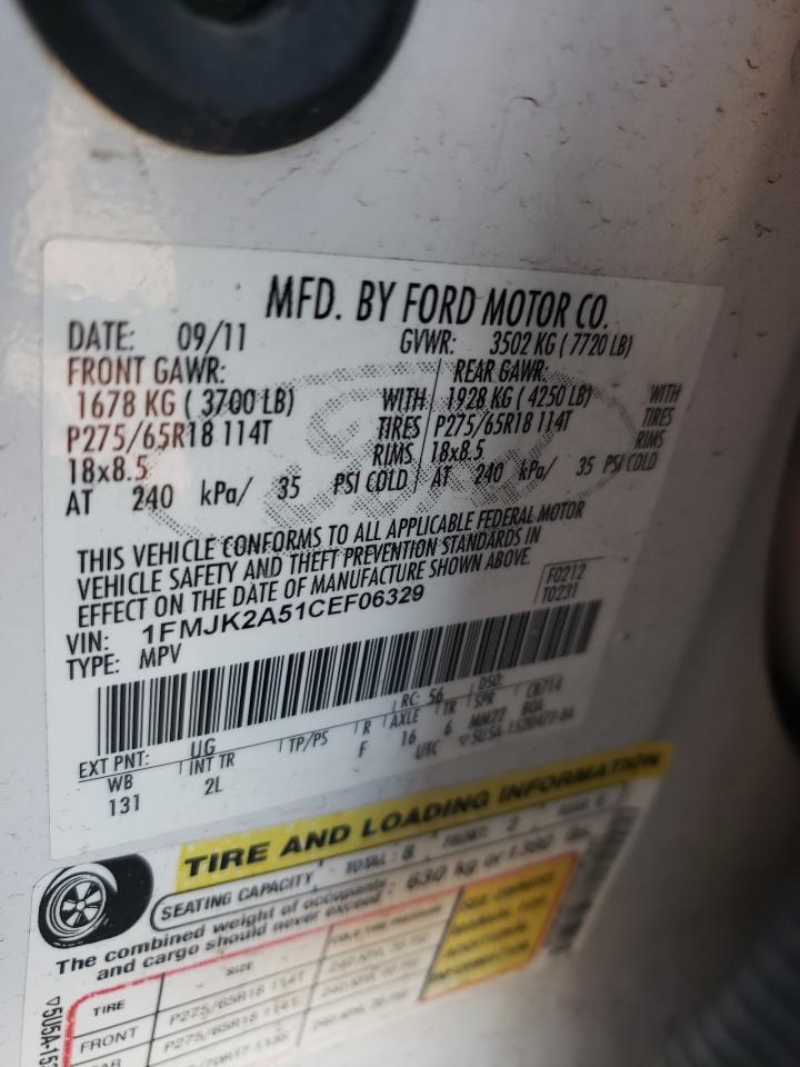 Photo 10 from auction – 2012 FORD EXPEDITION with VIN 1FMJK2A51CEF06329