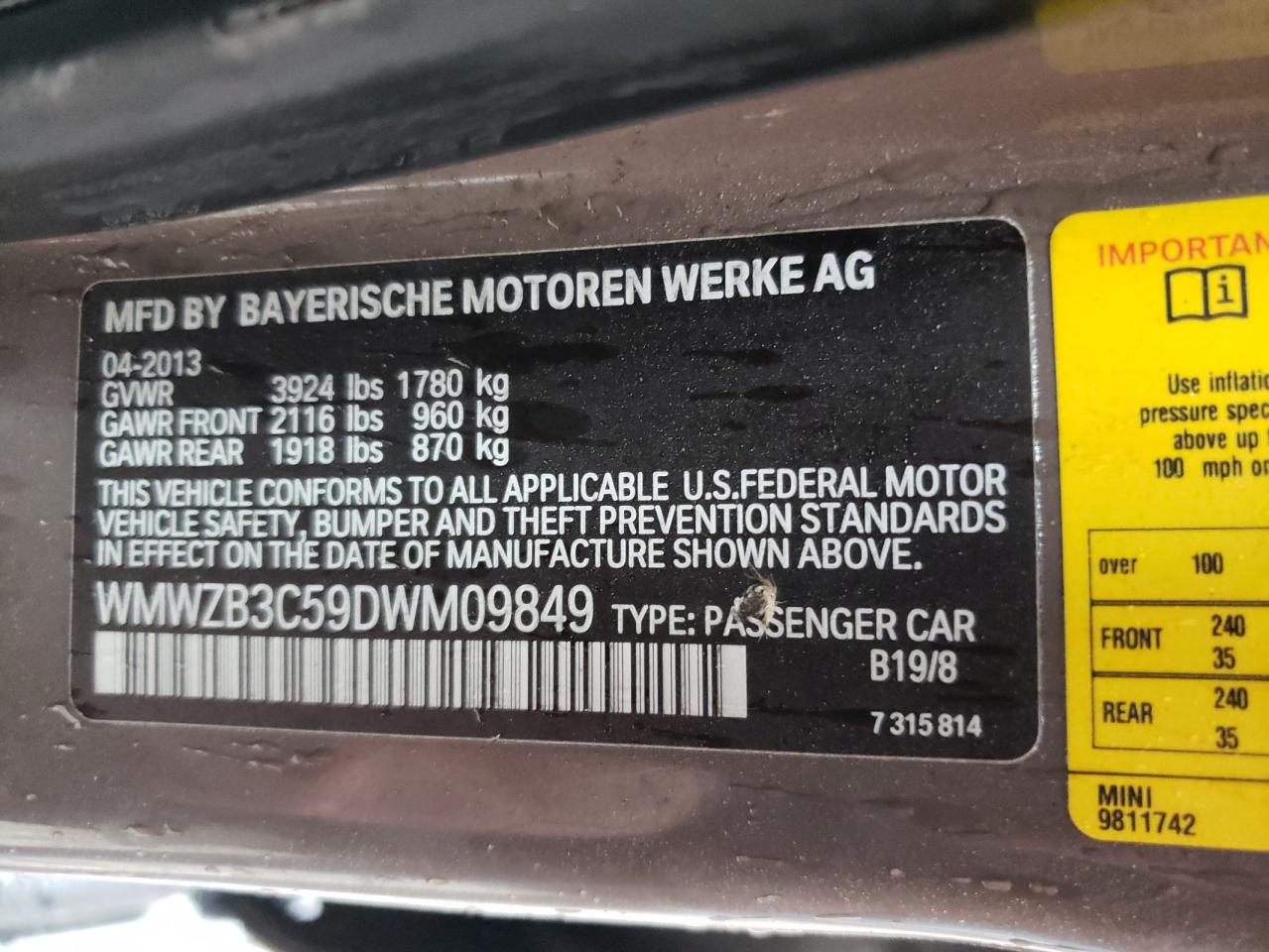 Zdjęcie 10 z aukcji – 2013 MINI COOPER COU z VIN WMWZB3C59DWM09849
