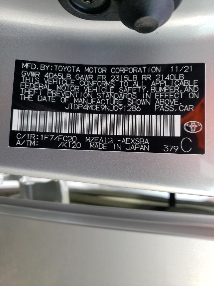 Photo 10 from auction – 2022 TOYOTA COROLLA SE with VIN JTDP4MCE9NJ091286