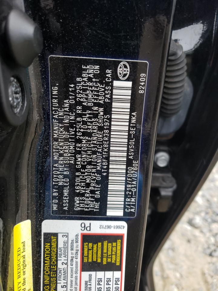 Photo 10 from auction – 2014 TOYOTA CAMRY L with VIN 4T4BF1FK8ER381975