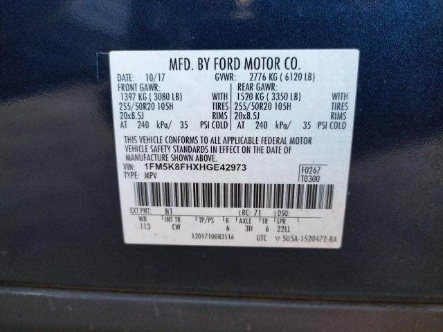 Photo 10 from auction – 2017 FORD EXPLORER L with VIN 1FM5K8FHXHGE42973