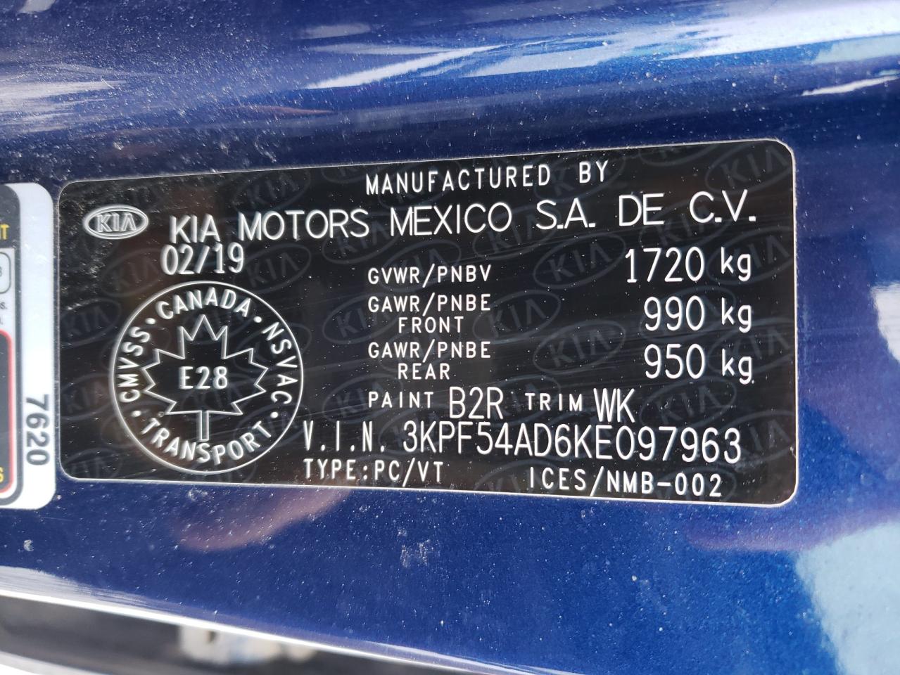 Photo 10 from auction – 2019 KIA FORTE EX with VIN 3KPF54AD6KE097963